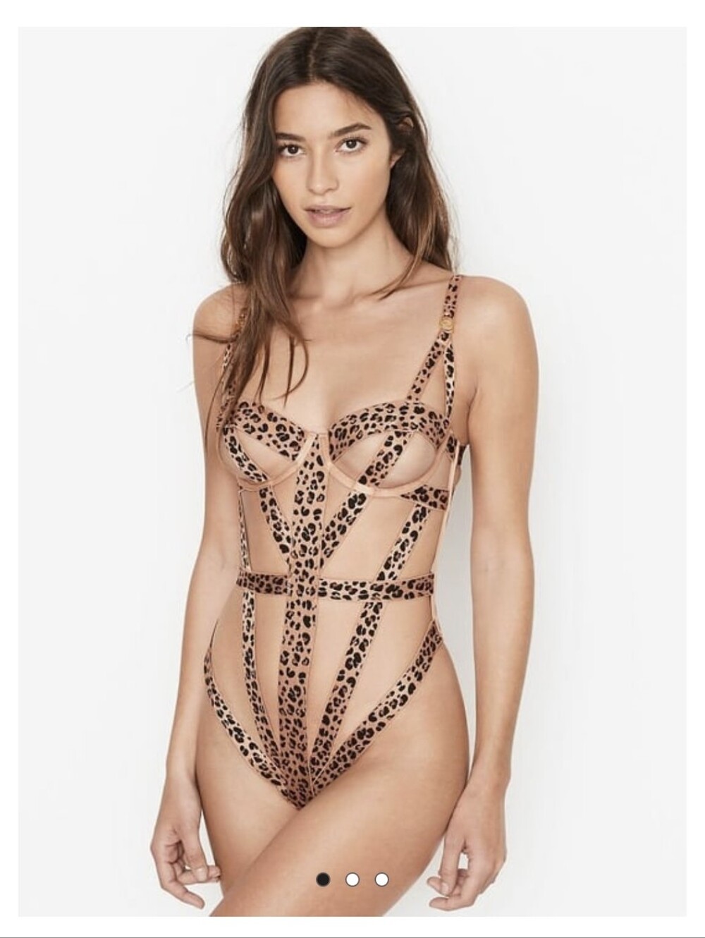 NWT Victoria's Secret Leopard Strappy Banded Teddy Sz.XL